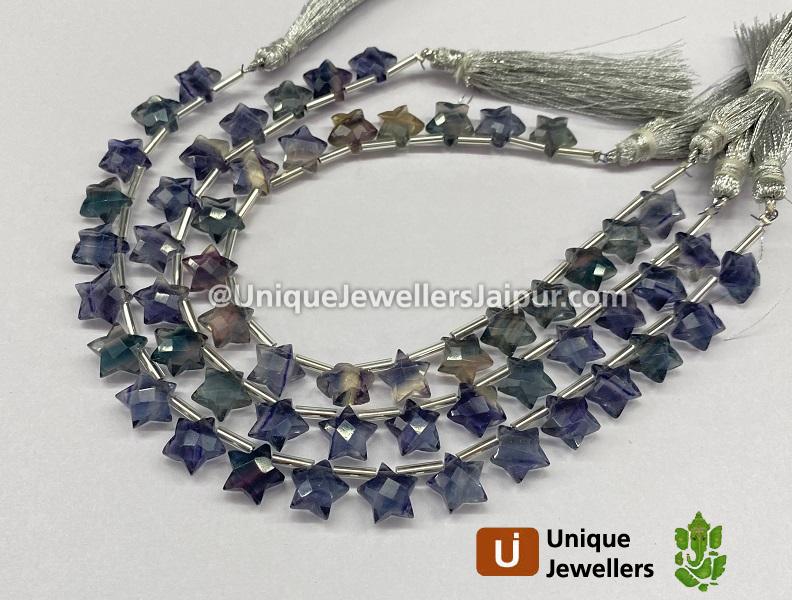 Fluorite Blue Faceted Star Beads